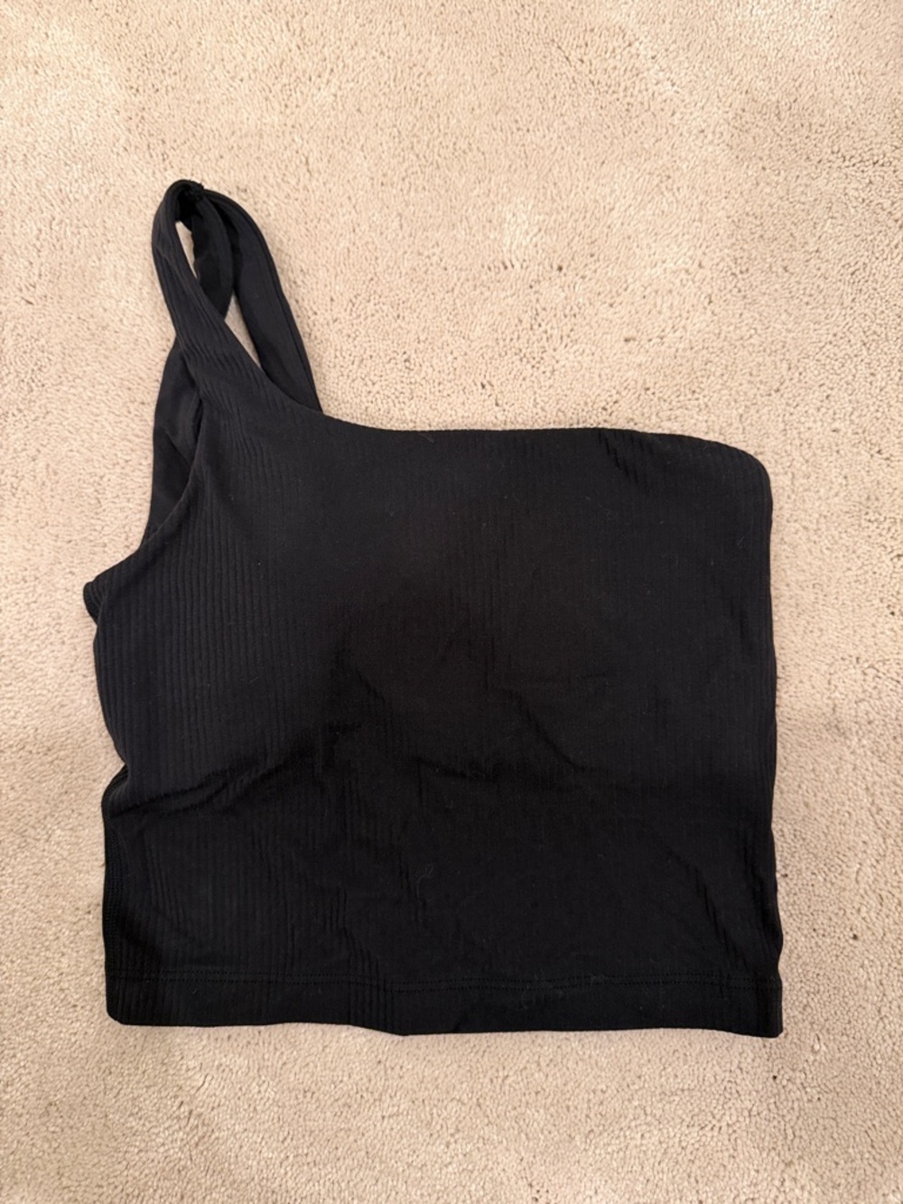 lululemon athletica Black Asymmetric One-Shoulder Crop Top